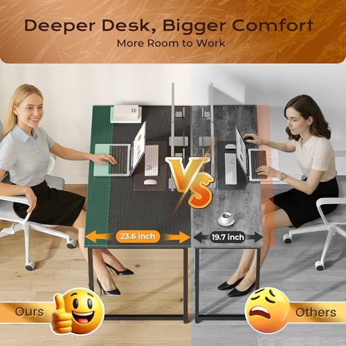 Image of PRAISUN 40 X 24 Inch Computer Desk with Deeper Desktop, Gaming Office Writing Work Desk for Home Office, Study, Bedroom, Work from Home Desk, Metal Frame, Black