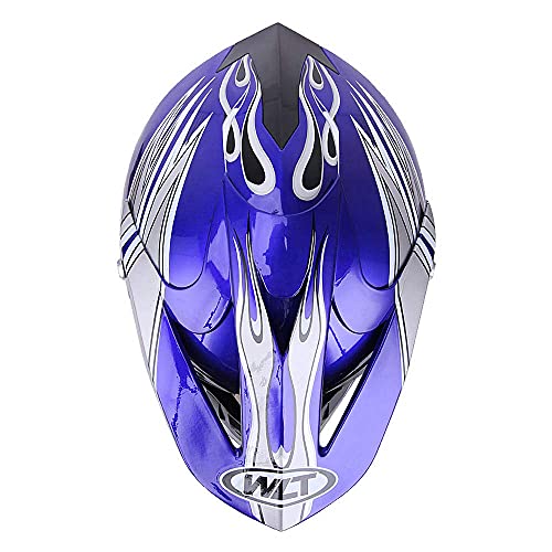 Oumurs Adult Dirt Bike Helmet With Sun Visor Dot/Fmvss-218 Motorcycle Adult Atv Helmet Off-Road Crash Cross Motocross Downhill Dh Moped Mx Bmx Quad For Unisex-Adult Men Women-Blue Flame, S #TOP6