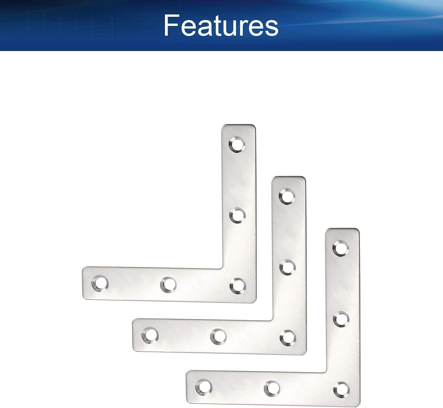 Corner Brace 10PCS 3.15" x 3.15" L-Shaped Silver Bracket Gusset Plate Joint Right-Angle Bracket Fasteners Brushed 304 Stainless Steel Surface Connection Angle Bracket