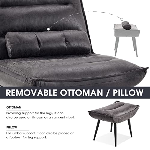 Sillón con tapizado de tela bronce gris miniatura 6