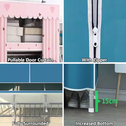 Armario plegable para dormitorio con barra de colgar resistente y estructura estable 6