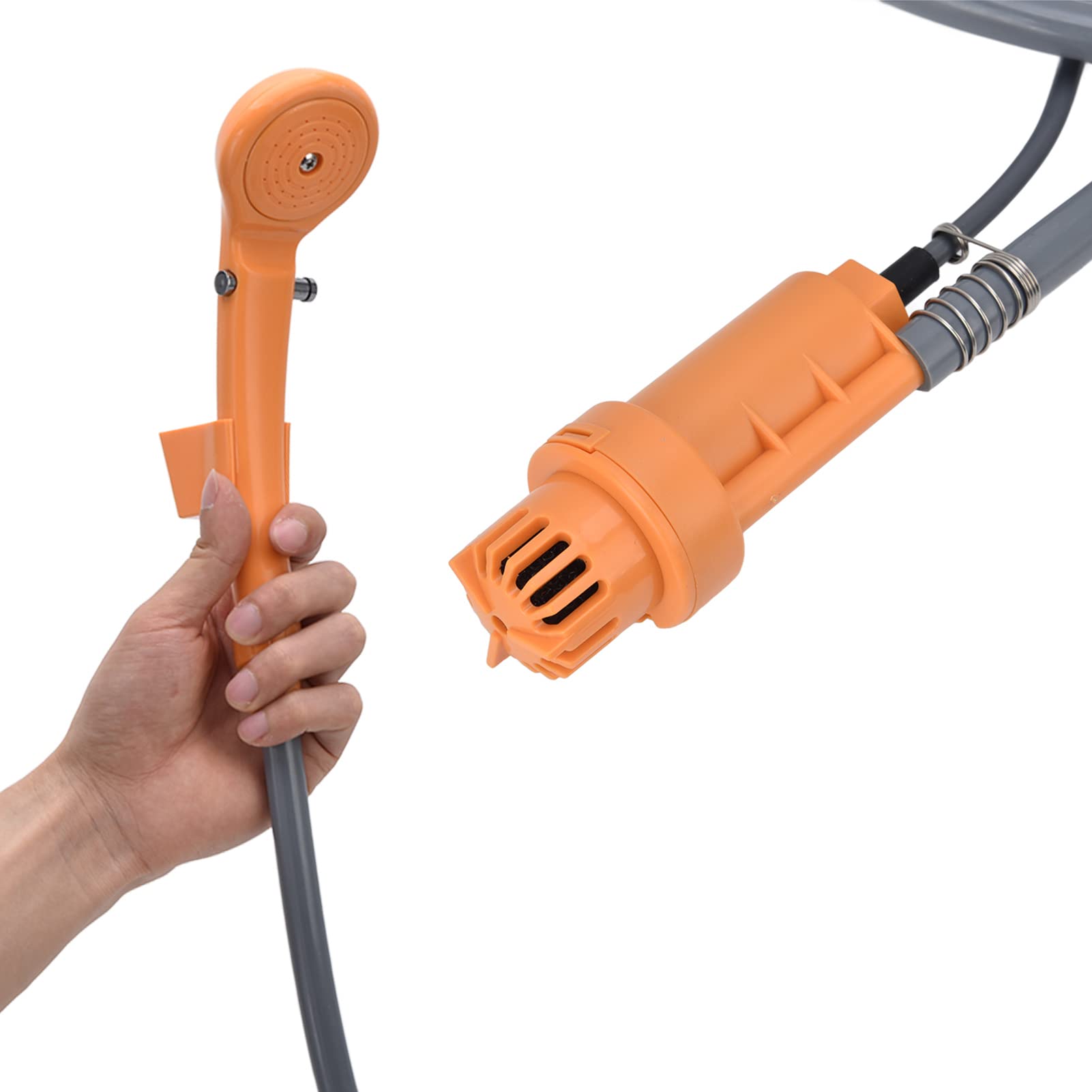 Septpenta Doccia da Campeggio, Design Ergonomico, Materiale in Plastica e Gomma, Durevole Portatile e Altamente Flessibile, DC12V Adatto per Esterni, Campeggio, Pulizia degli Animali