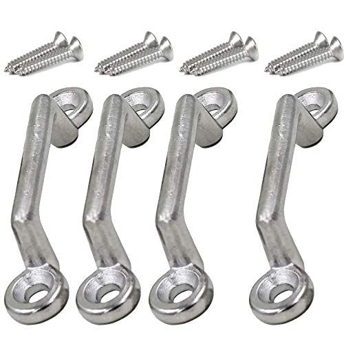 4Pack Heavy Duty Stainless Steel Bimini Boat Top PAD Eye, Eye Straps, Tie Down, Kayak Deck Loops,Tie Down Anchor Point, footman's Loop for Kayak Canoe Rigging,Jeep Corvette,Buggy W/Hardware - No Rust