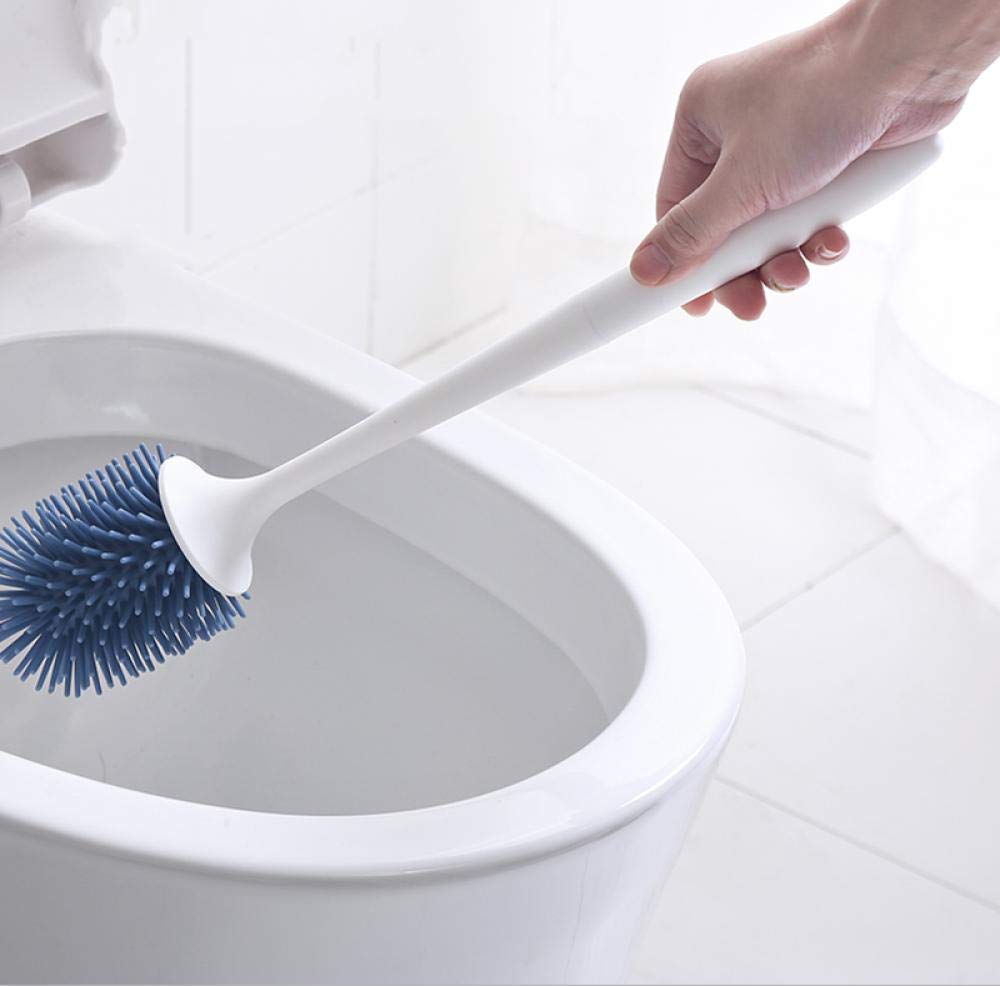 Kit de Cepillo Limpiador Tet, Cepillo y Soporte de Limpieza de Silicona de Secado rápido, para baño Tet, Floo (B_Azul)