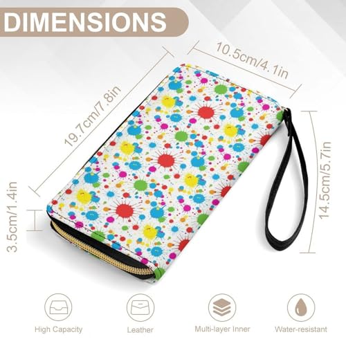 Mens High Capacity Water-resistant Wallet, Secure and Durable, Perfect for Travel, Paint Splatter Colorful2