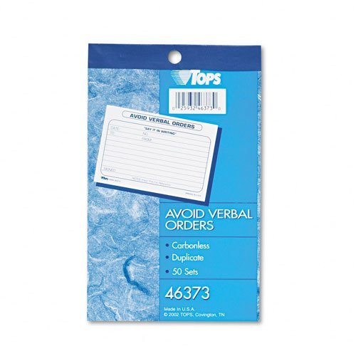 Carnet autocopiant duplique pour eviter les commandes verbales Tops