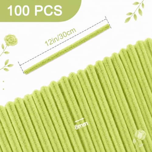 Image of YUNAMI 100 Pcs Pink Pipe Cleaners for DIY Craft Flowers - Fuzzy Chenille Stems & Fluffy Sticks for Arts & Crafts, Creative School Projects, Kids Craft Supplies, Home & Party Decor (Pastel Green, 100)