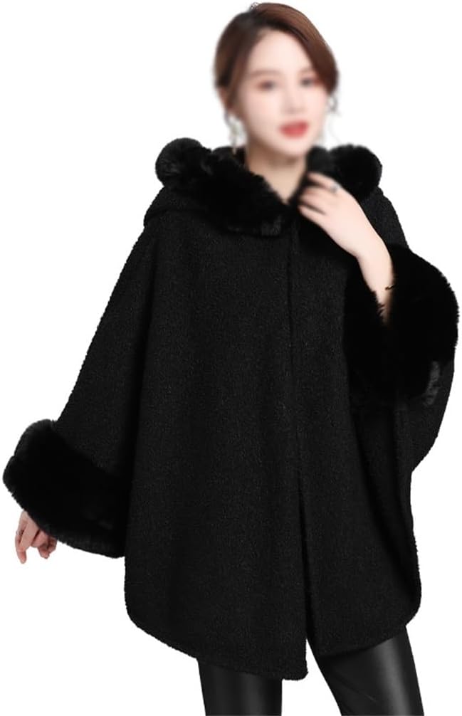 Autumn/Winter Oversized Loose Fit Fleece Hooded Cardigan Cape Coat Women