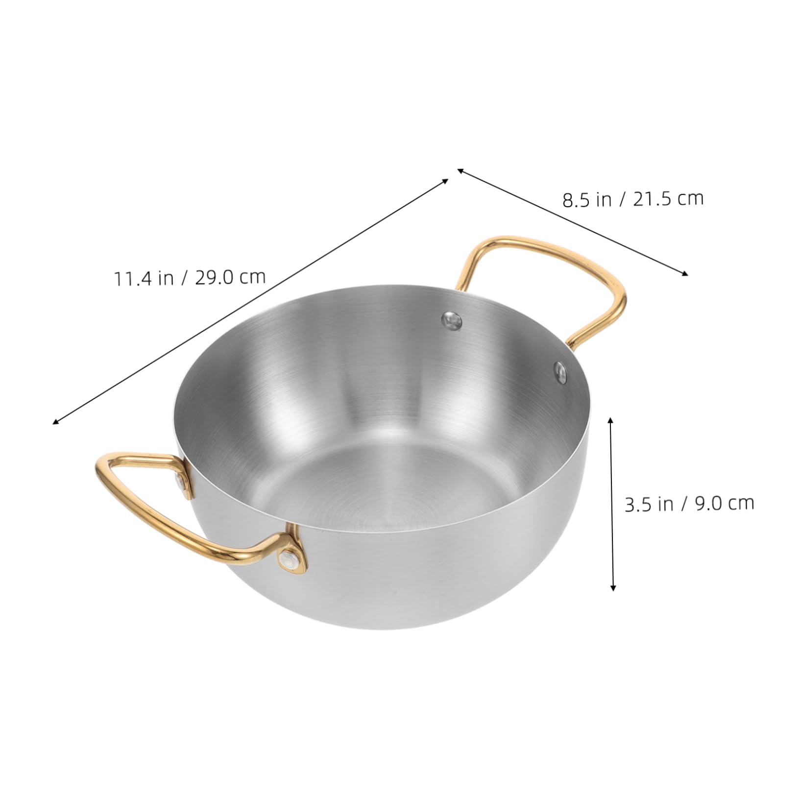 MUCKLILY Stainless Steel Ramen Pot Double Handles Pot for Fast Heating Noodles for Home Kitchen Induction Compatible Versatile Soup and Pasta Cooker