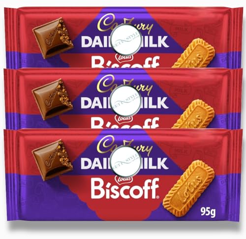 3x 95g Milk Biscoff Chocolate Bar Creamy Milk Chocolate with Crunchy Caramelised Biscuit Pieces Unique Flavour Combo Bundled by GetInStyle Shop