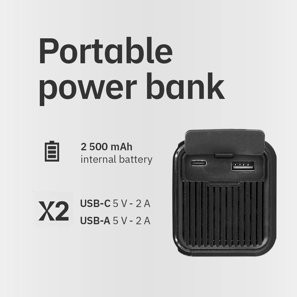 GYS, Nomad AIR, compresseur portatif Ultra-Compact, 10 Bars, 3 en 1 : Compresseur + Power Bank + Lampe pour Ballon, vélo, Moto, Voiture
