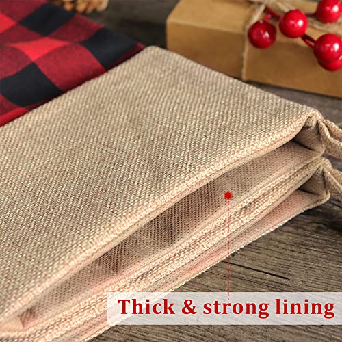 Christmas Stockings Decorations 4 Pack, 18 Inches Red Black Buffalo Plaid Xmas Ornaments, Rustic Cotton Linen With Embroidered Burlap, Diy Personalized Farmhouse Decor For Home Family Party Tree #TOP3