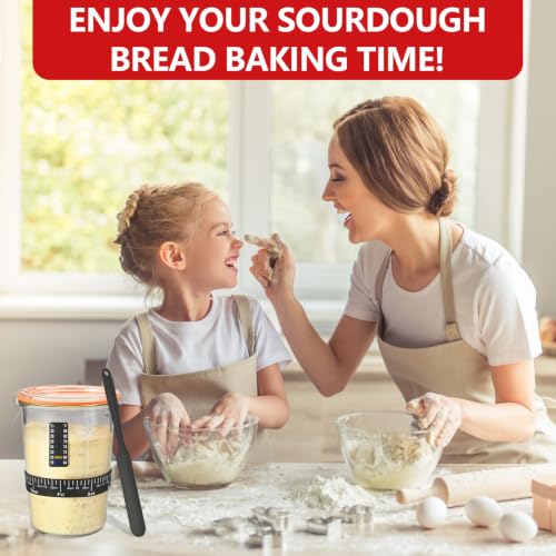 TKVAZK Sourdough Starter Jar, Thicken Glass Sourdough Jar Wide Mouth 27 Oz - image 7