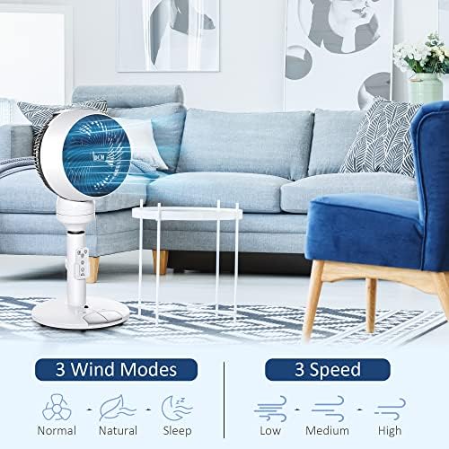 HOMCOM 28'' Air Circulator Fan 3 Speed 3 Mode, 70° Oscillation 90° Vertical Tilt, Height Adjustable, Remote Controller, for Living Room, Bedroom, Office, Black and White