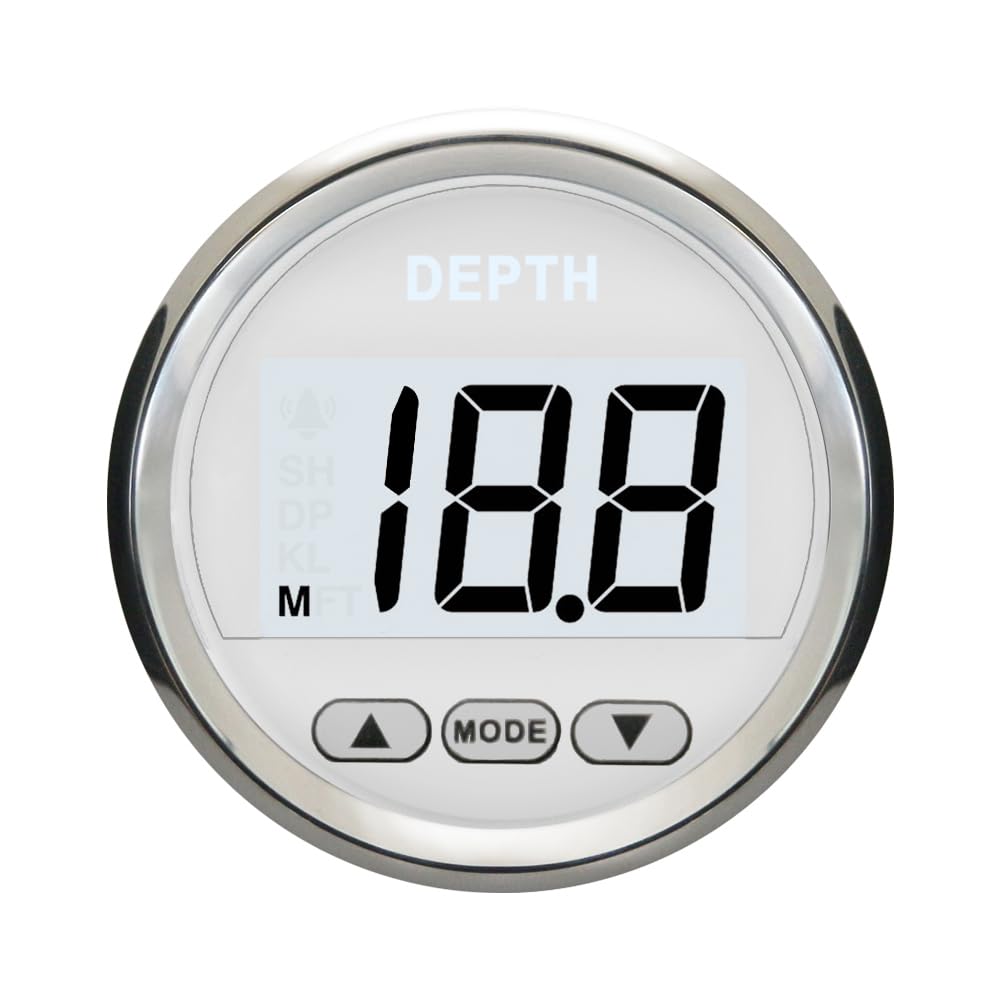 ELING Misuratore di profondità digitale 52 mm display 2 pollici retroilluminazione bianca per yacht