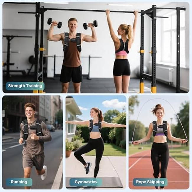 Weighted Vest, 8lb/12lb/16lb/20lb/25lb/30lb Weight Vest with Two Adjustment Straps for Men Women, Weight Vests with Reflective Stripe for Strength Training, Running, Jogging, Walking