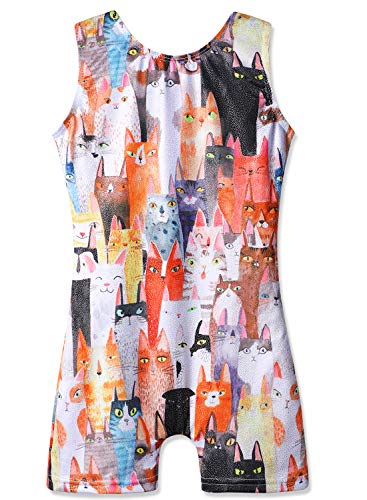 Kidsparadisy - Maillot de Gimnasia sin Mangas para niñas de 3 a 10 años, Varios Patrones Disponibles, Color Amarillo, tamaño 150 (9-10Y)