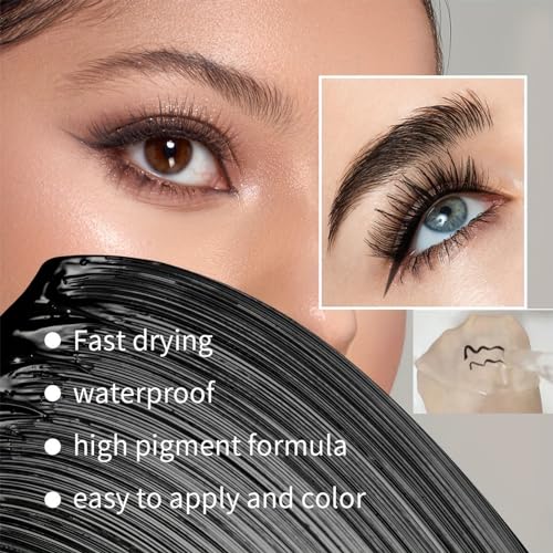 Mascara Eyeliner Set, Waterproof, Moisturizing, Durable, Non-Smudging 2-in-1 Eye Makeup Slender Curly Thick Eyelashes fashion Black Mascara, Beauty Cosmetics - Image 4
