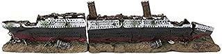 Decoração do aquário, decoração do navio afundado, decoração do tanque de peixes, decoração do navio afundado da resina, decoração do navio pirata, tanque de salmoura de água doce 38 * 9cm