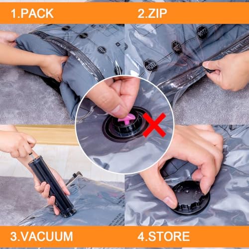 Vacuum Storage Bags (12 x Jumbo), Space Saver Sealer Compression Bags for Blankets, Comforters, Pillows, Clothes Storage by GONGSHI - Image 4