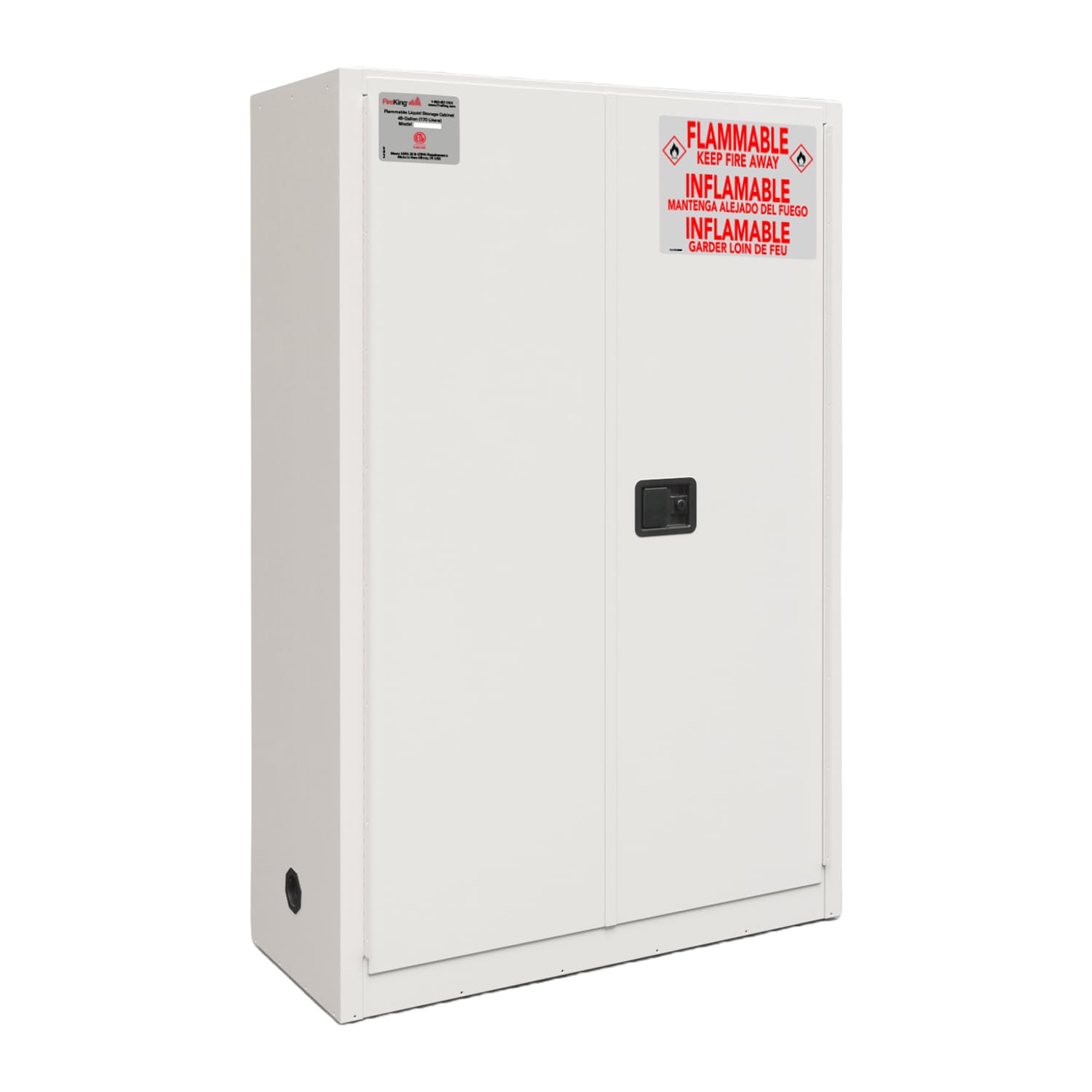 FireKing Platinum Flammable Safety Cabinet, Lab Chemicals Flammable Storage Cabinet, 45 Gallon Steel Safety Cabinets with Automatic Door for
