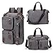 Produktbild Fresion Canvas Arbeitstasche Aktentasche Rucksack - Vintage Laptoptasche Umhängetasche wandelbar in einen Rucksack, Retro Schultasche Lehrertasche, 14-Zoll-Schultertasche für Herren Arbeits, Grau