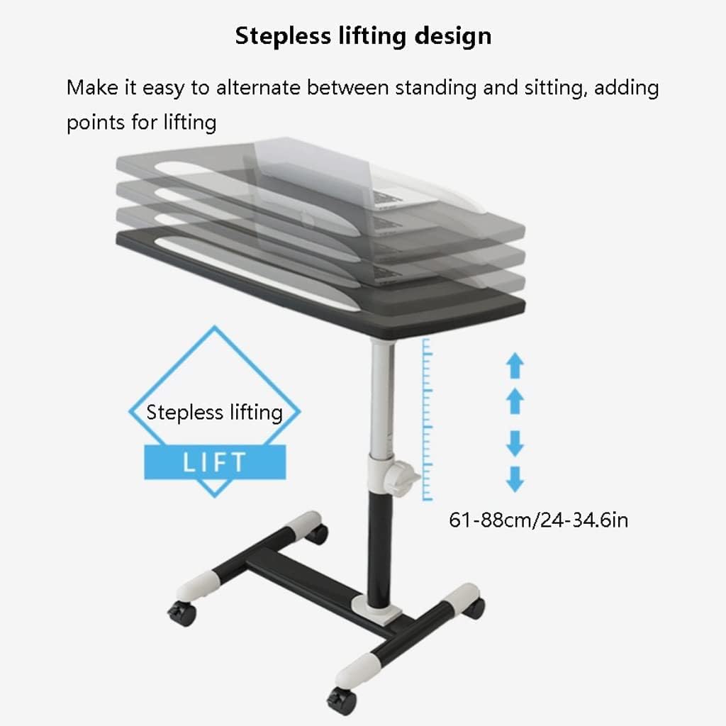 Overbed Table Multifunctional Lifting Computer Desk Overbed Table, Medical Adjustable Overbed Bedside Table with Wheels for Home Hospital Lightweight