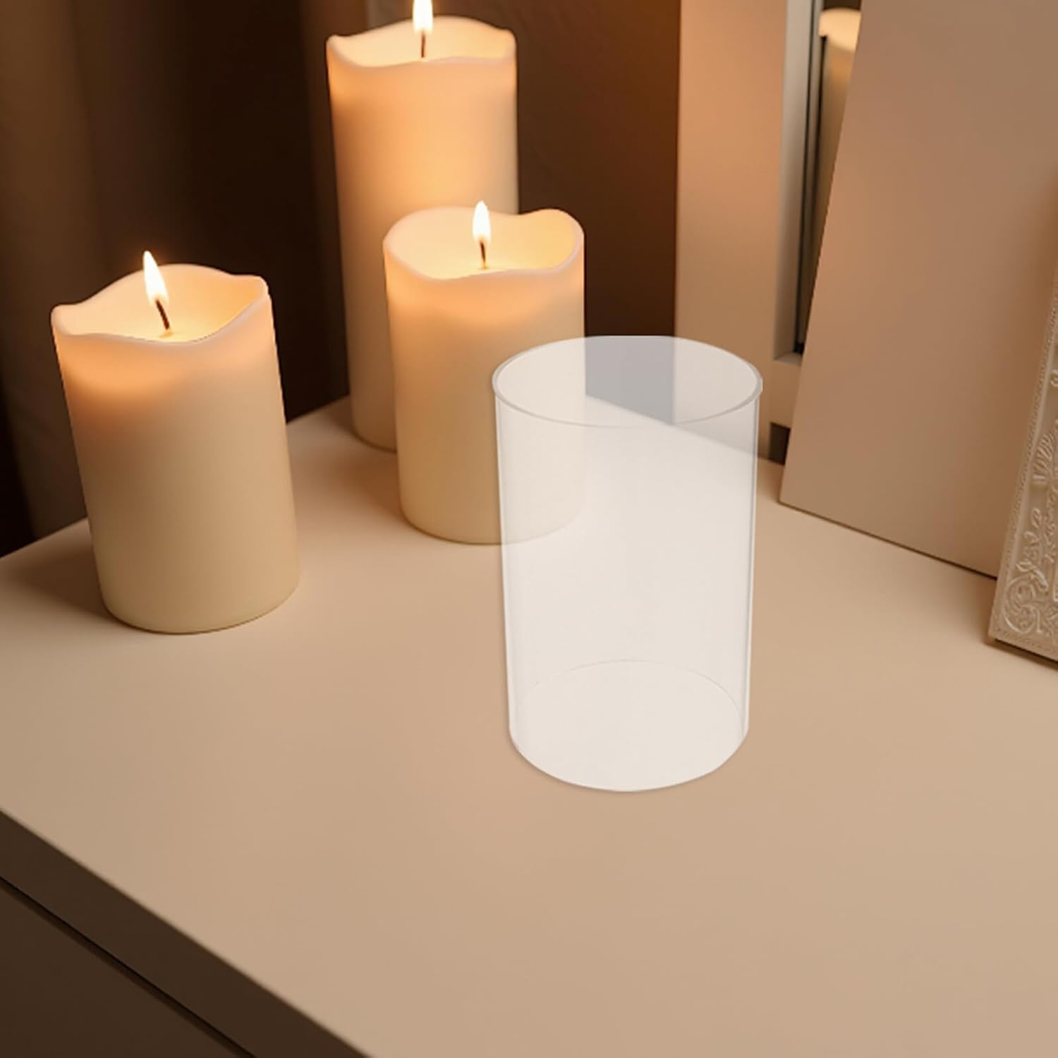 3pcs Glass Hurricane Candle Holder Cylinder Sleeve 10x15cm Glass Open-Ended Candle Tube for Wedding Centerpieces and Home Décor