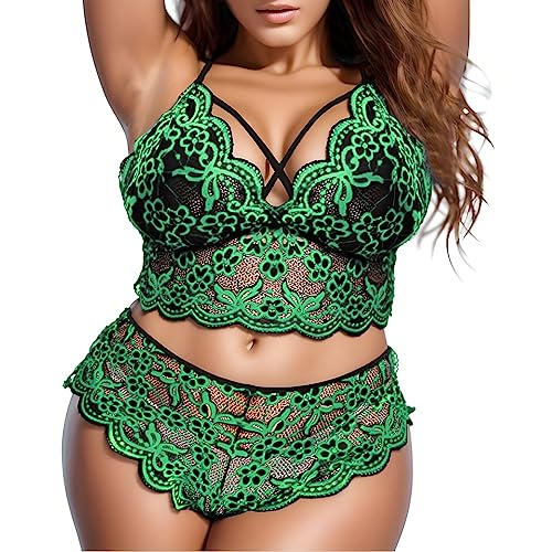 Soutien-gorge grande taille dos nu et culotte dentelle pour galber