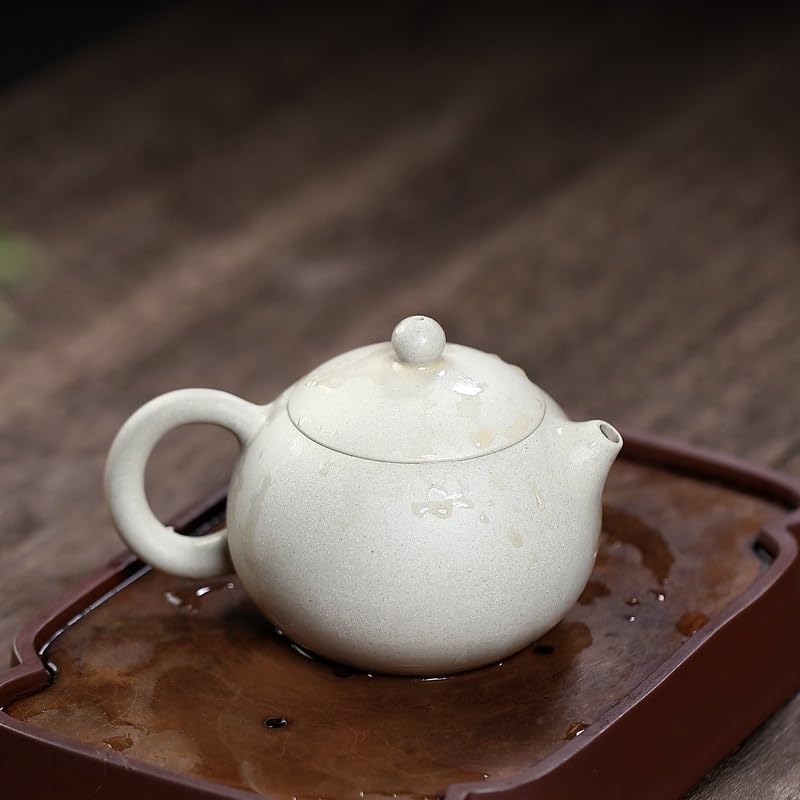 Teekanne, chinesische handgeschnitzte Blütenblätter, Retro-Keramik-Teekanne, handgefertigte Teekanne, tragbare Reise-Teekanne, Tee-Ei
