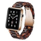 MaKTech Żywiczna,Lekka Opaska ze Stalowym Zapięciem,Kompatybilna z Apple Watch Seria 11/10/9/8/7,SE 3/2/1 [2025] (42mm/41mm/40mm,Ton Żółwia)