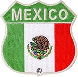 Mexico Shield Flag Patch - By Ivamis Trading - 2.75x2.75 inch