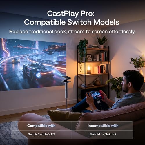 Image of Aurzen ZIP Tri-Fold DLP Mini Projector + CastPlay Pro Dongle + MagPlay Mount, Pico Projector Kit for Cookie, Art Tracing, Sewing, Travel, White