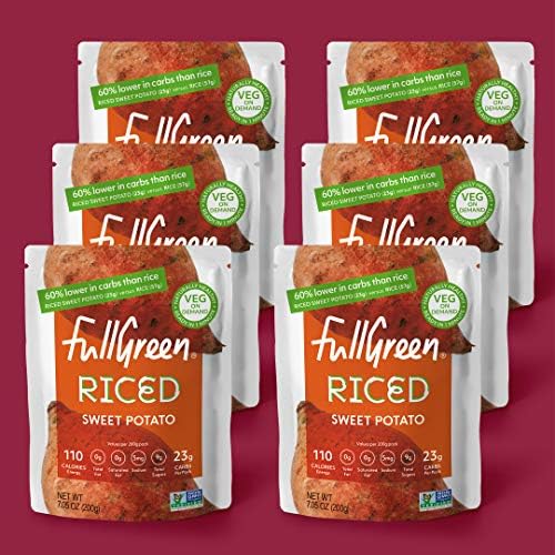 NEW: Fullgreen Sweet Potato Rice, delicious sweet potato low carb rice alternative, all non-gmo vegetables - case of 6x pouches (7.05oz/pouch) exclusive take home case - made in the USA