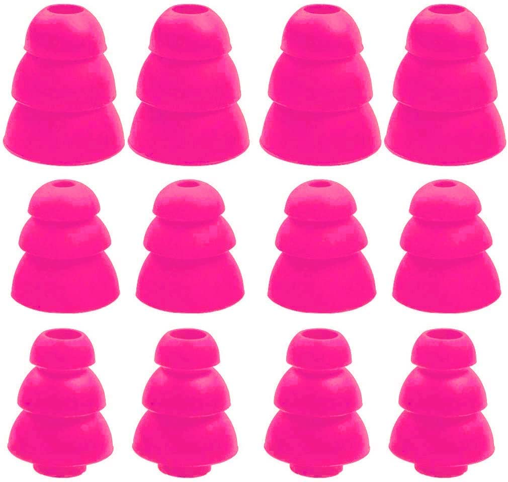 ALXCD Triple Flange Ear Tips, 6 Pairs S/M/L Sizes Triple Three Flange Noise Isolate Silicone Replacement Cushion Earbuds Tips with 4mm Connector Hole,