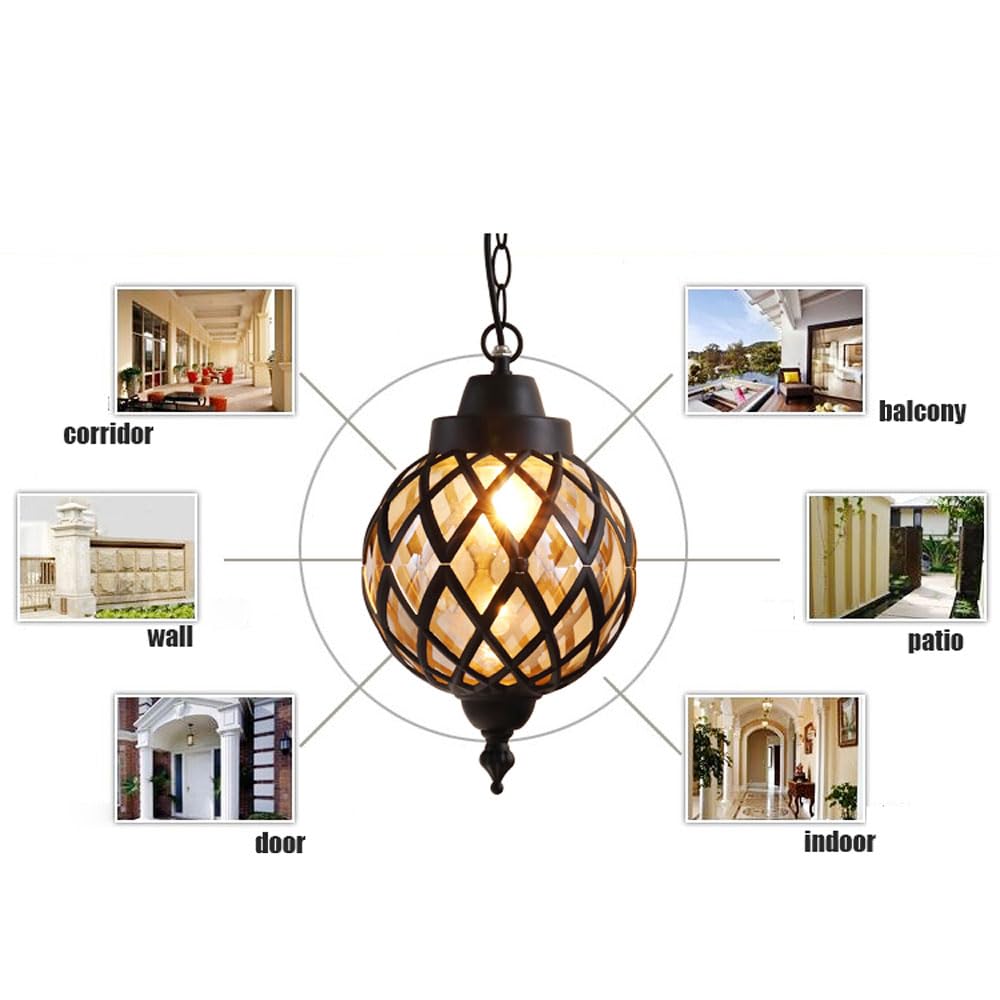 XANAYXWJ Luce Impermeabile Europea per Esterni, Lampada da soffitto per corridoio Balcone Americano, lampadario a Traliccio D'uva per Padiglione Ristorante in Giardino, Paralume in Metallo (Bronzo
