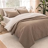 Bare Home Coverlet Set - Full/Queen - Lightweight Bed Decor - Comforter Alternative - All-Season Quilted Bedspread (Full/Queen, Taupe)
