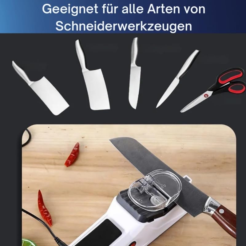 festberg Klingenzauber Pro Elektrischer Messerschärfer - In 5 Sekunden scharf, elektrisch & manuelles Schärfen, hygienisch & leicht zu reinigen