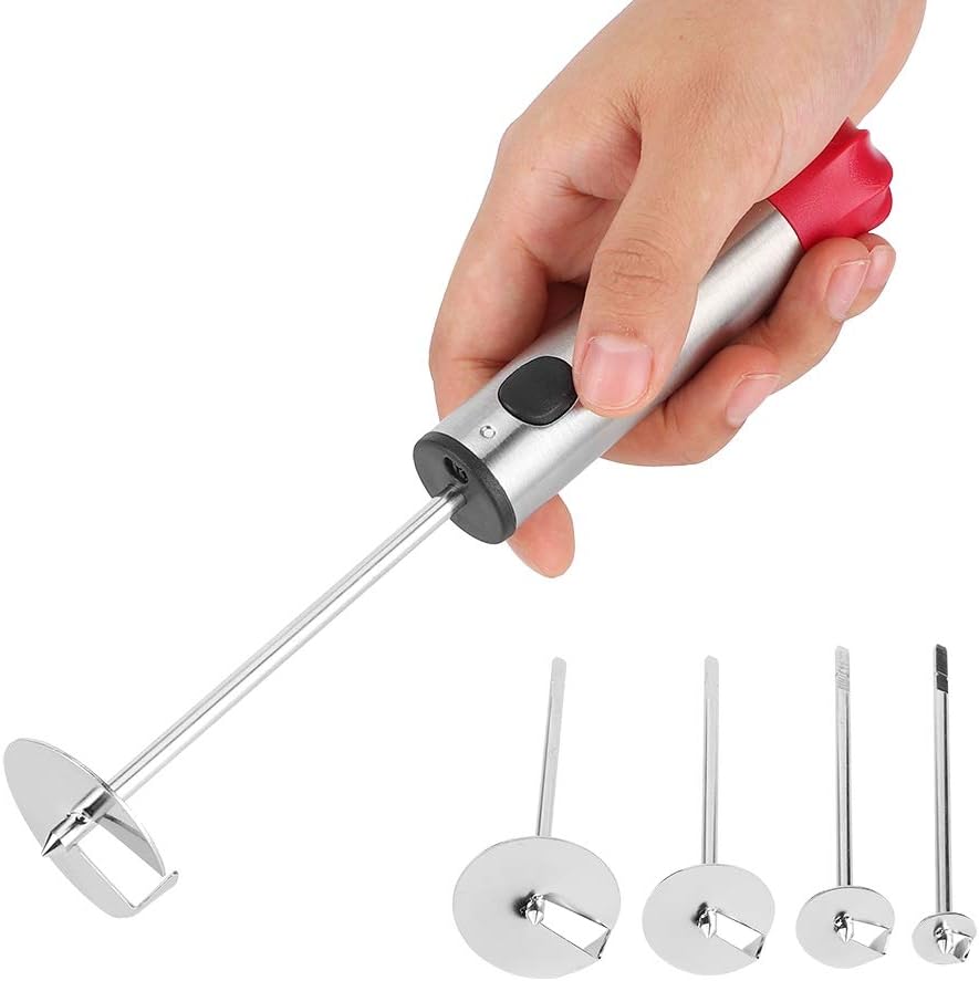 Electric Fruit and Vegetable Core Remover, Stainless Steel Squash Corer, Red, Ergonomic Grip Blade, Kitchen Tool for Salad Making