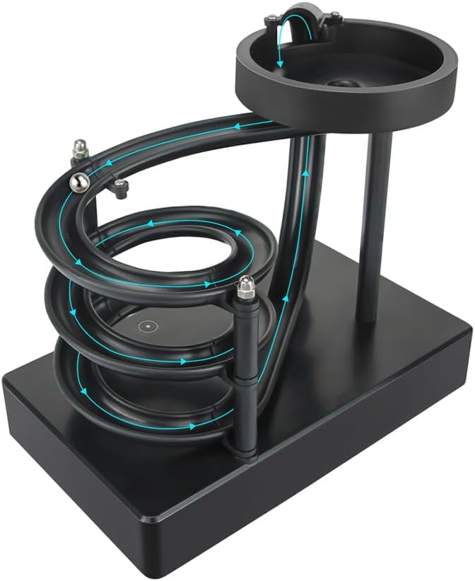 Kinetic Art Perpetual Motion Machine, Rolling Ball Desk Toys Stress Relief Device, Newtons Science Physics Educational Gadgets Creative Home Office Decor (Black)