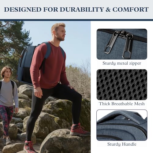 Image of Travel Laptop Backpack 17 Inch, Professional Travel Backpack for Men Women with LifetimeWarranty, Airline Approved Big Large Business Work College Computer Backpack, Blue Brown