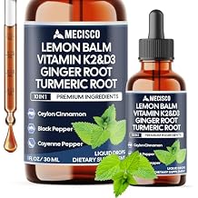 10in1 Lemon Balm Liquid Drops with Vitamin D3, Vitamin K2, Lemon Balm, Ginger, Turmeric, Ceylon Cinnamon, Black Pepper - for Digestion & Relaxation - 1 FL Oz - 30 Day Supply