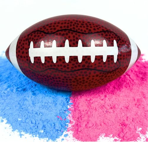 Gender Reveal Football with Pink & Blue Powder - Gender Reveal Ideas - Baby Reveal Party Ideas Touchdowns Or Tutus Exploding Reveal Ball Decorations Quarter Back Cheerleader
