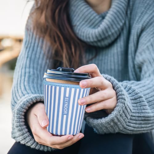 Image of Reusable Insulated Sleeve for Iced Coffee Cup, 3-Pack Coffee Neoprene Drink Sleeve for Cold & Hot Drinks, Beverage Holder for Iced Coffee (Ocean Stripes)