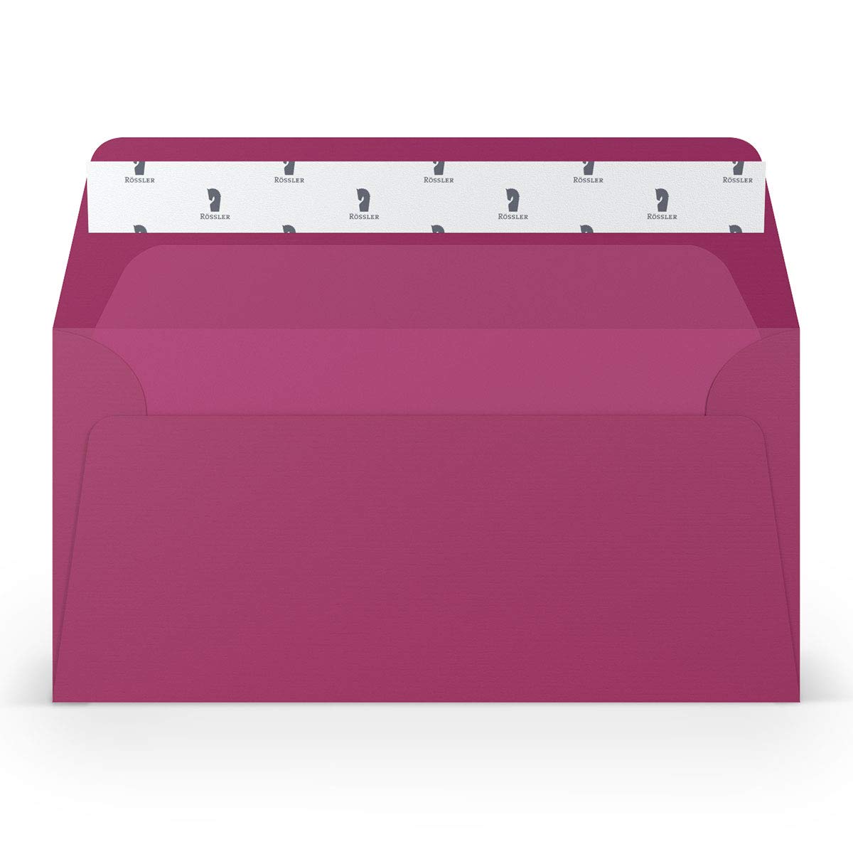 PAPERADO 150 Briefumschläge DIN lang/DL Haftklebung mit Seidenfutter - Amarena gerippt Magenta Violett - 100 g/m² Kuvert ohne Fenster 22 x 11 cm - Umschläge mit Haftklebung breite Klappe
