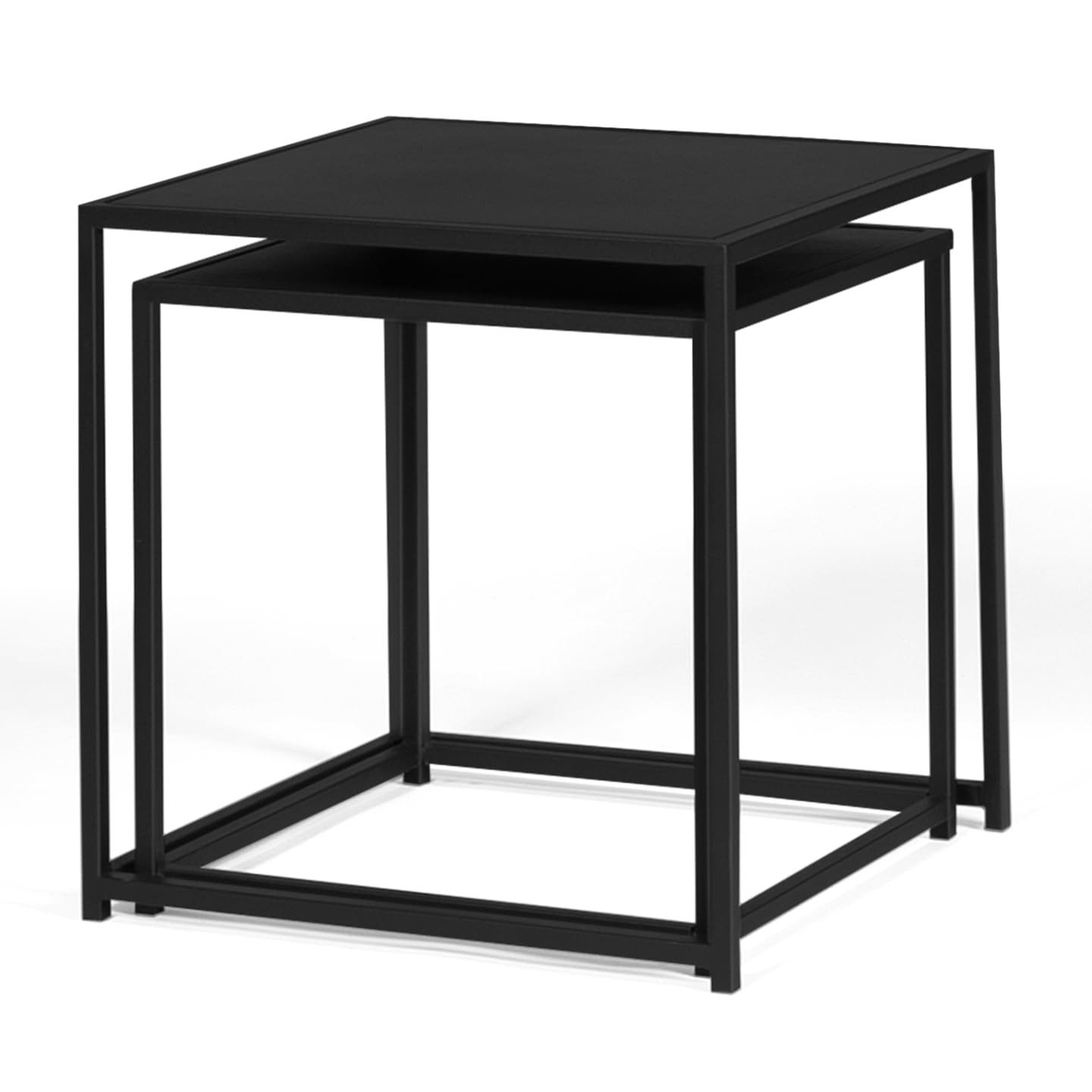 IDMarket - Lot de 2 Tables Basses gigognes Davis 40/45 en métal Noir Mat Design Industriel