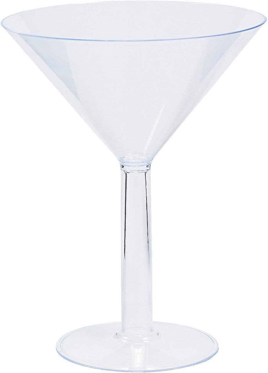 Fun Express Large Plastic Martini Glasses Set of 2 - Giant 28 oz Reusable Fancy Cups for Party, Wedding & Special Events | Oversized Unbreakable BPA Free Drinkware for Cocktails & Martini Decorations