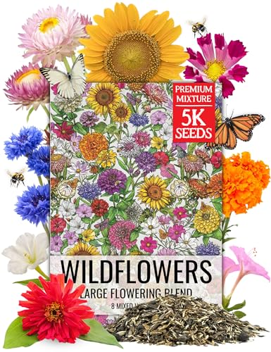 Seed Needs Garden Flower Seeds Large Blooms Mix Hummingbird and Butterfly | 1 Ounce No Filler 7 Varieties Open Pollinated | Resealable Package Live Wild Flower Seed | Bulk