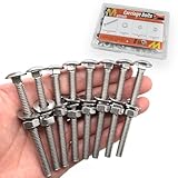 Matrelt 8 Sets 1/4'-20 x3 Carriage Bolts Round Head Square Neck Screws with Hex Nuts Flat Washers Spring Lock Washers 304 Stainless Steel Full Thread Coverage Square Neck Bolts Assortment Kit