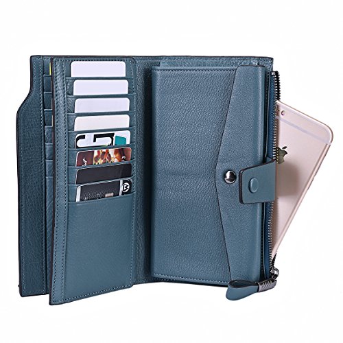 image for Itslife Women's RFID Blocking Large Capacity Luxury Wax Genuine Leathe